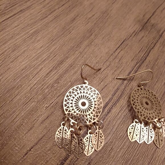 Champagne dreamcatcher earrings - Picture 2 of 2